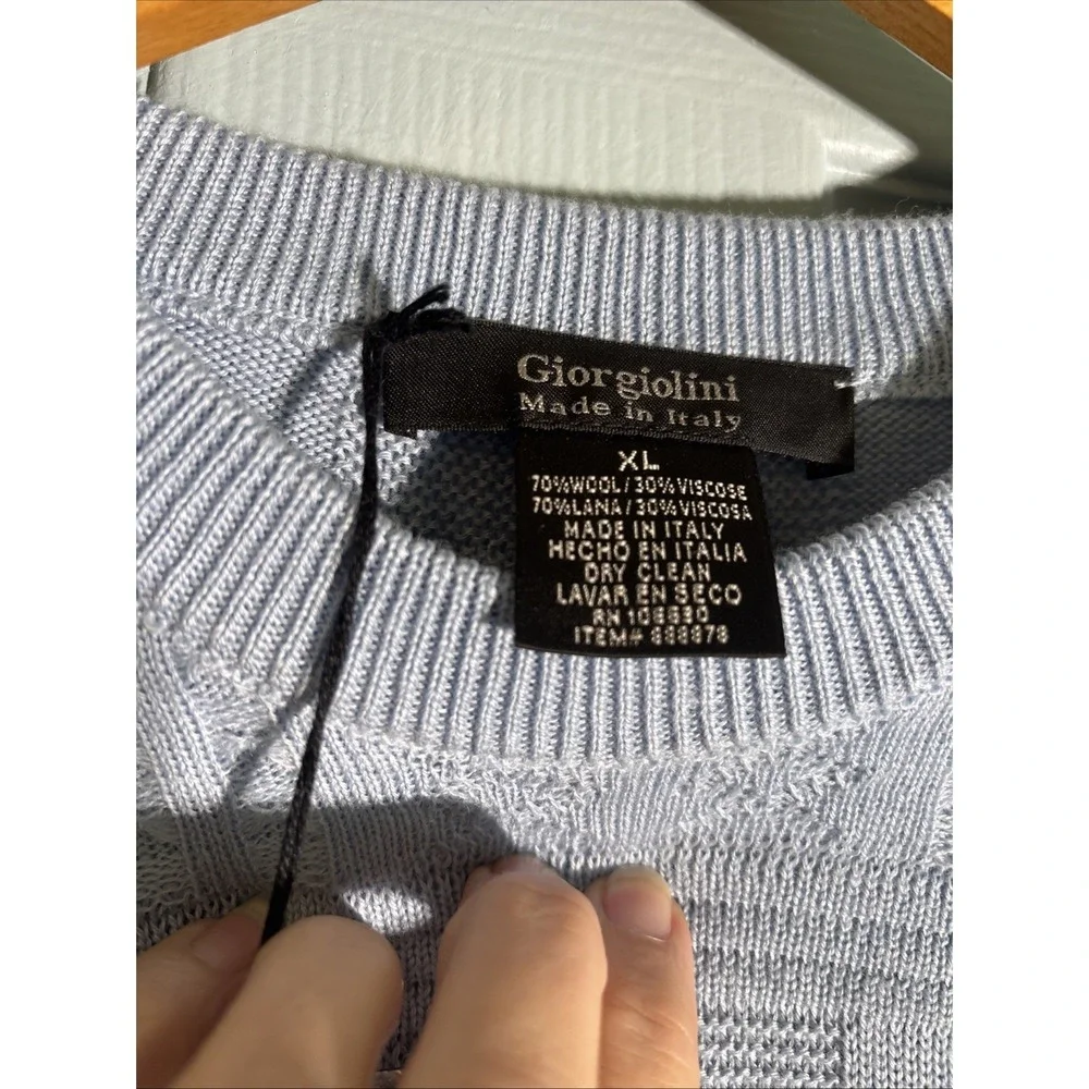 Giorgiolini‎ Textured Wool Blend Patterned Sweater Men's XL NWT Lt. Blue.